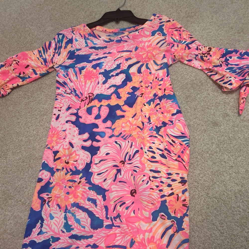 Lilly Pulitzer Pink, Coral & Blue Floral Shift Dress